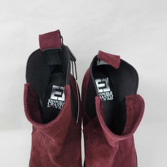 Emanuele Crasto Women's Mid Calf Burgundy Leather Boots Made In Italy Size 39 - Picture 6 of 9